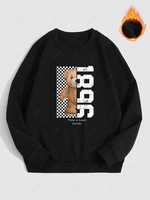 Sweat-shirt à Lettre et Ours Damier à Doublure en Molleton S Noir