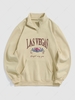 Sweat-shirt à Message LAS VAGAS et Voiture avec Zip Doublure en Molleton L Café lumière
