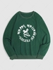 Sweat-shirt à Slogan Happy Halloween Graphique Crâne Esthétique Y2K M Vert profond