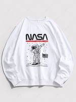 Sweat-shirt Astronaute Graphique Drapeau Américain à Col Rond Xxl Blanc