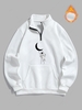 Sweat-shirt Astronaute Lune Graphique à 1 / 4 Zip à Doublure en Laine S Blanc