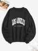 Sweat-shirt avec Doublure Los Angeles à Épaules Basses Xl Noir