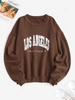 Sweat-shirt avec Doublure Los Angeles à Épaules Basses Xs Café