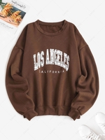 Sweat-shirt avec Doublure Los Angeles à Épaules Basses Xs Café