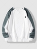 Sweat-shirt Brodé en Blocs de Couleurs à Col Rond M Blanc