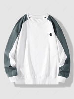 Sweat-shirt Brodé en Blocs de Couleurs à Col Rond M Blanc