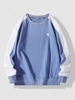 Sweat-shirt Brodé en Blocs de Couleurs à Col Rond M Bleu clair