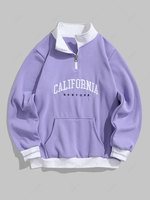 Sweat-shirt CALIFORNIA Lettre Brodée en Blocs de Couleurs Doublure en Laine S Pourpre