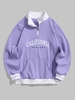 Sweat-shirt CALIFORNIA Lettre Brodée en Blocs de Couleurs Doublure en Laine Xl Pourpre