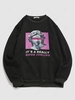 Sweat-shirt Caractère à Imprimé Lettre en Laine du Streetwear S Noir