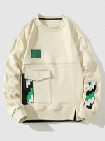 Sweat-shirt Cargo Lettre Graphique Jointif avec Poche à Rabat Xs Jaune clair