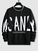 Sweat-shirt Col Rond à Imprimé Lettres Xl Noir