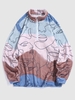 Sweat-shirt Contrastant à Visage de Caractère à Zip en Flanelle pour Femme Xl Brun