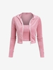 Sweat-shirt Court à Bretelle Plein Zip en Velours avec Haut à Bretelle M Rose clair