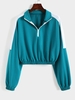 Sweat-shirt Court à Demi-Zip en Deux Couleurs M Bleu