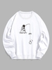 Sweat-shirt Décontracté à Imprimé Astronaute et Poisson L Blanc
