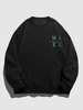 Sweat-shirt Décontracté à Imprimé Lettre à Col Rond L Noir