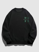 Sweat-shirt Décontracté à Imprimé Lettre à Col Rond L Noir
