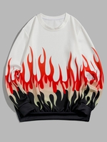 Sweat-shirt Décontracté Flamme en Feu Esthétique Y2K 2xl Blanc