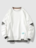 Sweat-shirt Décontracté Patch Contrasté à Double Ourlet S Blanc