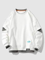 Sweat-shirt Décontracté Patch Contrasté à Double Ourlet S Blanc