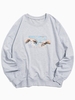 Sweat-shirt Décontracté Vintage Motif de Mains à Col Rond M Gris clair