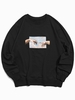 Sweat-shirt Décontracté Vintage Motif de Mains à Col Rond M Noir