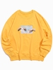 Sweat-shirt Décontracté Vintage Motif de Mains à Col Rond S Jaune