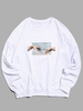 Sweat-shirt Décontracté Vintage Motif de Mains à Col Rond Xl Blanc
