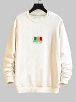 Sweat-shirt Décontractée Batterie Graphique à Goutte Epaule L Blanc