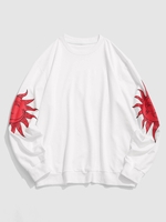 Sweat-shirt de Base à Imprimé Lune et Soleil 2xl Blanc