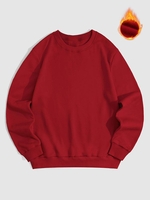 Sweat-Shirt de Base en Molleton de Couleur Unie Doublé S Rouge
