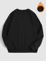 Sweat-Shirt de Base en Molleton de Couleur Unie Doublé Xl Noir