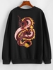 Sweat-shirt de Base Motif de Dragon Oriental S Noir