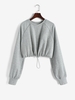 Sweat-shirt de Sport Court en Couleur Unie à Manches Raglan à Cordon S Gris clair