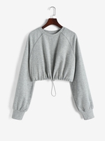 Sweat-shirt de Sport Court en Couleur Unie à Manches Raglan à Cordon S Gris clair