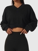 Sweat-shirt de Sport en Couleur Unie à Col V M Noir
