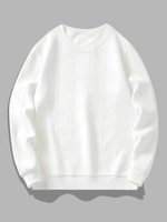 Sweat-shirt de Sport Texturé Carreaux en Couleur Unie L Blanc