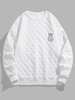 Sweat-shirt Design Patch à Carreaux à Imprimé 3D Ours L Blanc