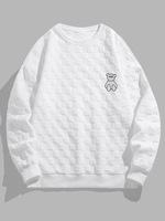Sweat-shirt Design Patch à Carreaux à Imprimé 3D Ours L Blanc