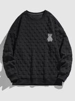 Sweat-shirt Design Patch à Carreaux à Imprimé 3D Ours L Noir