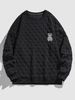 Sweat-shirt Design Patch à Carreaux à Imprimé 3D Ours M Noir