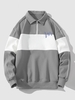 Sweat-shirt en Blocs de Couleurs à Col Zippé M Gris