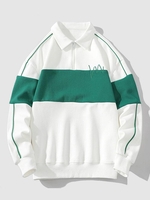 Sweat-shirt en Blocs de Couleurs à Col Zippé Xs Vert