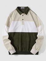 Sweat-shirt en Blocs de Couleurs Boutonné en Velours Côtelé L Multi b