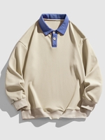 Sweat-shirt en Couleur Jointive à Col Polo 2xl Café lumière