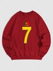 Sweat-Shirt en Doublure Polaire Motif Chiffres et Drapeau du Portugal L Rouge
