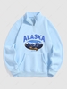 Sweat-shirt en Doublure Polaire Zippé à Motif ALASKA et Montagnes S Bleu clair