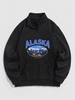 Sweat-shirt en Doublure Polaire Zippé à Motif ALASKA et Montagnes Xl Noir
