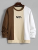 Sweat-Shirt en Molleton Motif Blocs de Couleurs et Inscription M Bronze